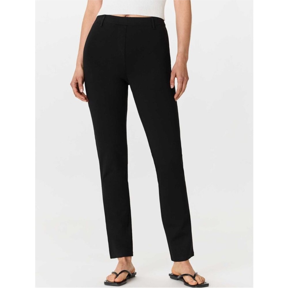 Quince Ultra-Stretch Ponte Straight Leg Pants Black Pull On